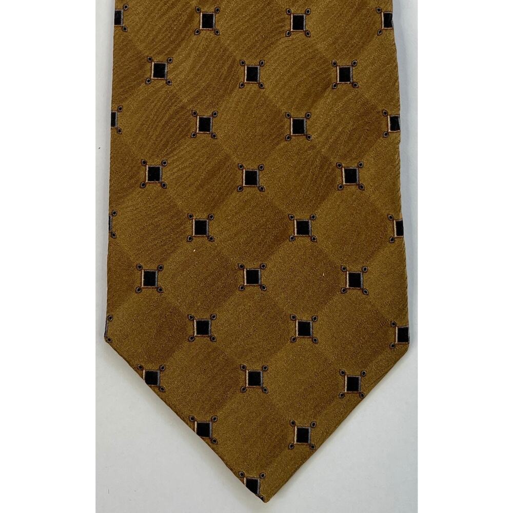 Bill Blass Gold Geometric Silk Tie Mens Classic Designer Necktie 58x3.5